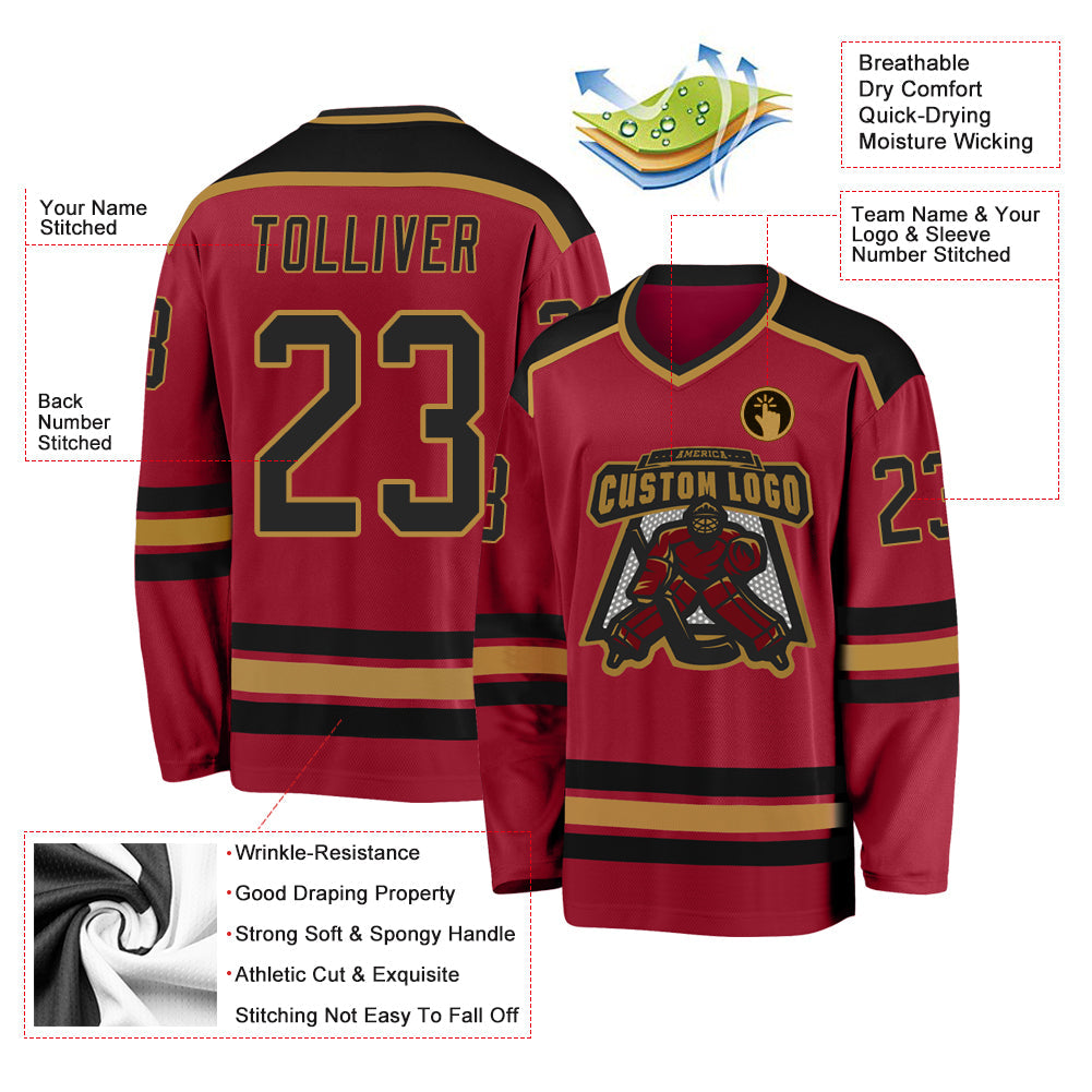 Custom Hockey Jersey - Maroon Black-Old Gold
