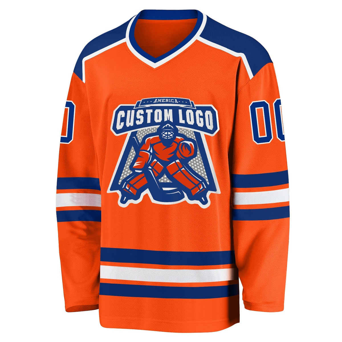 Custom Hockey Jersey - Orange Royal-White