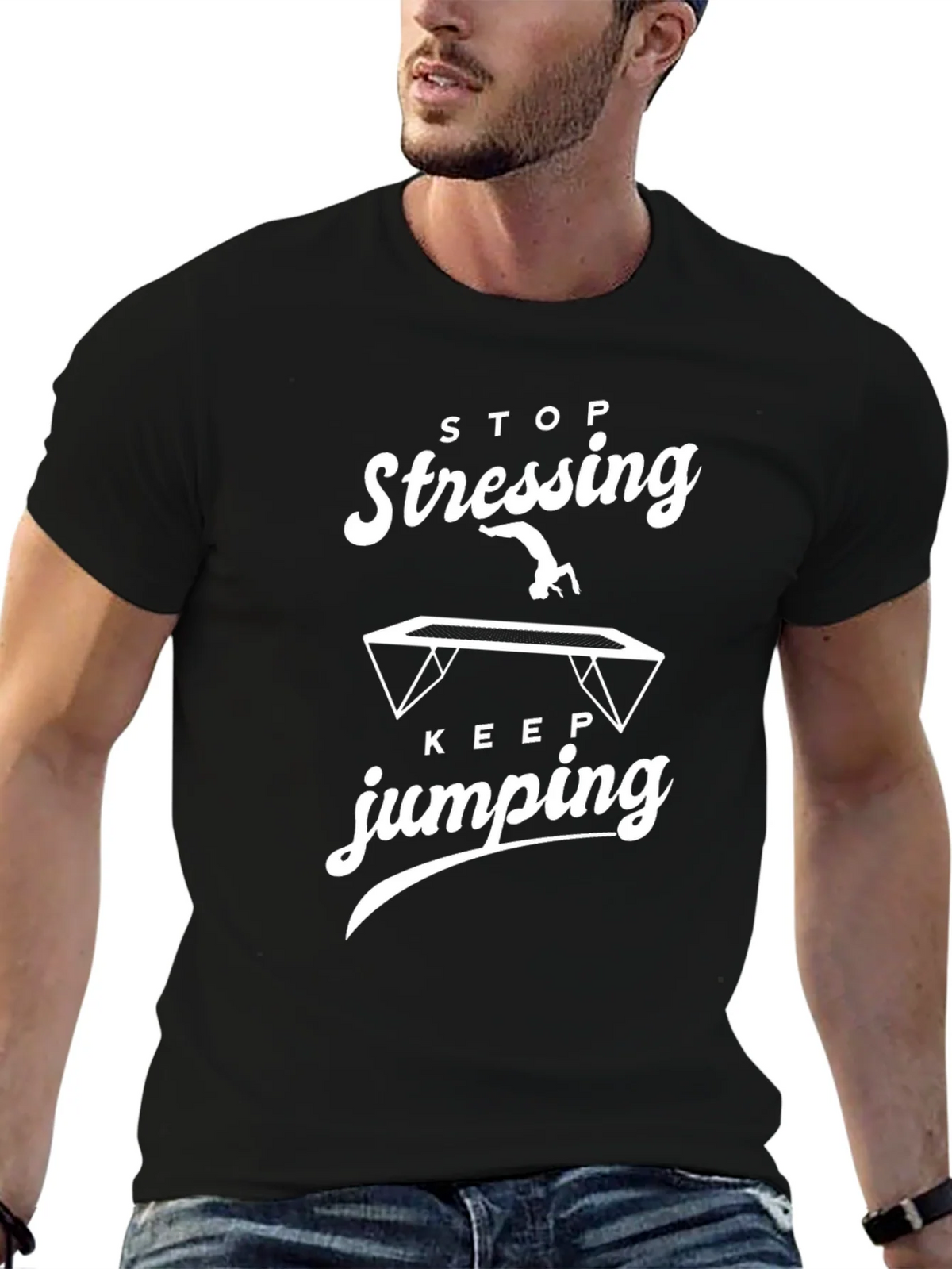 Stop Stressing Keep Jumping Graphic Tee