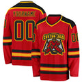 Custom Hockey Jersey - Red Black-Gold