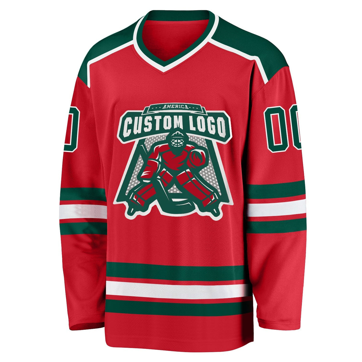 Custom Hockey Jersey - Red Green-White