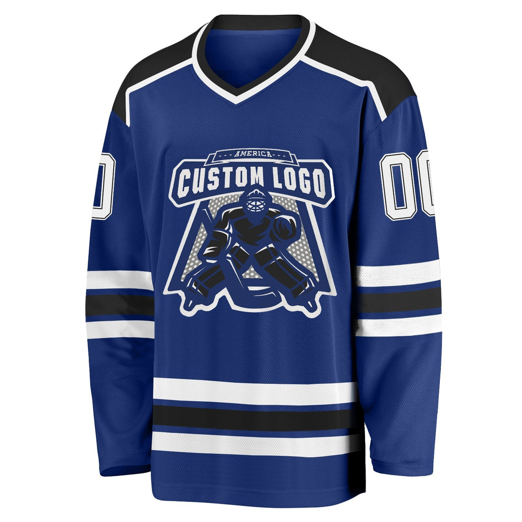 Custom Hockey Jersey - Royal White-Black