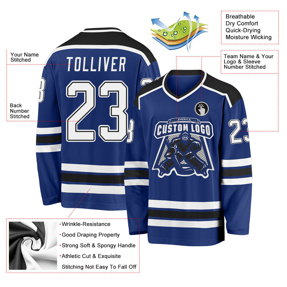 Custom Hockey Jersey - Royal White-Black