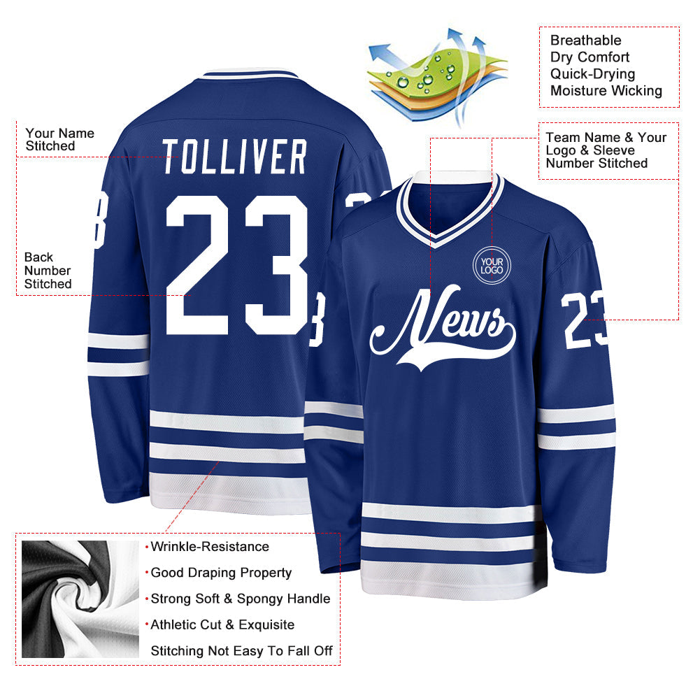 Custom Hockey Jersey - Royal White