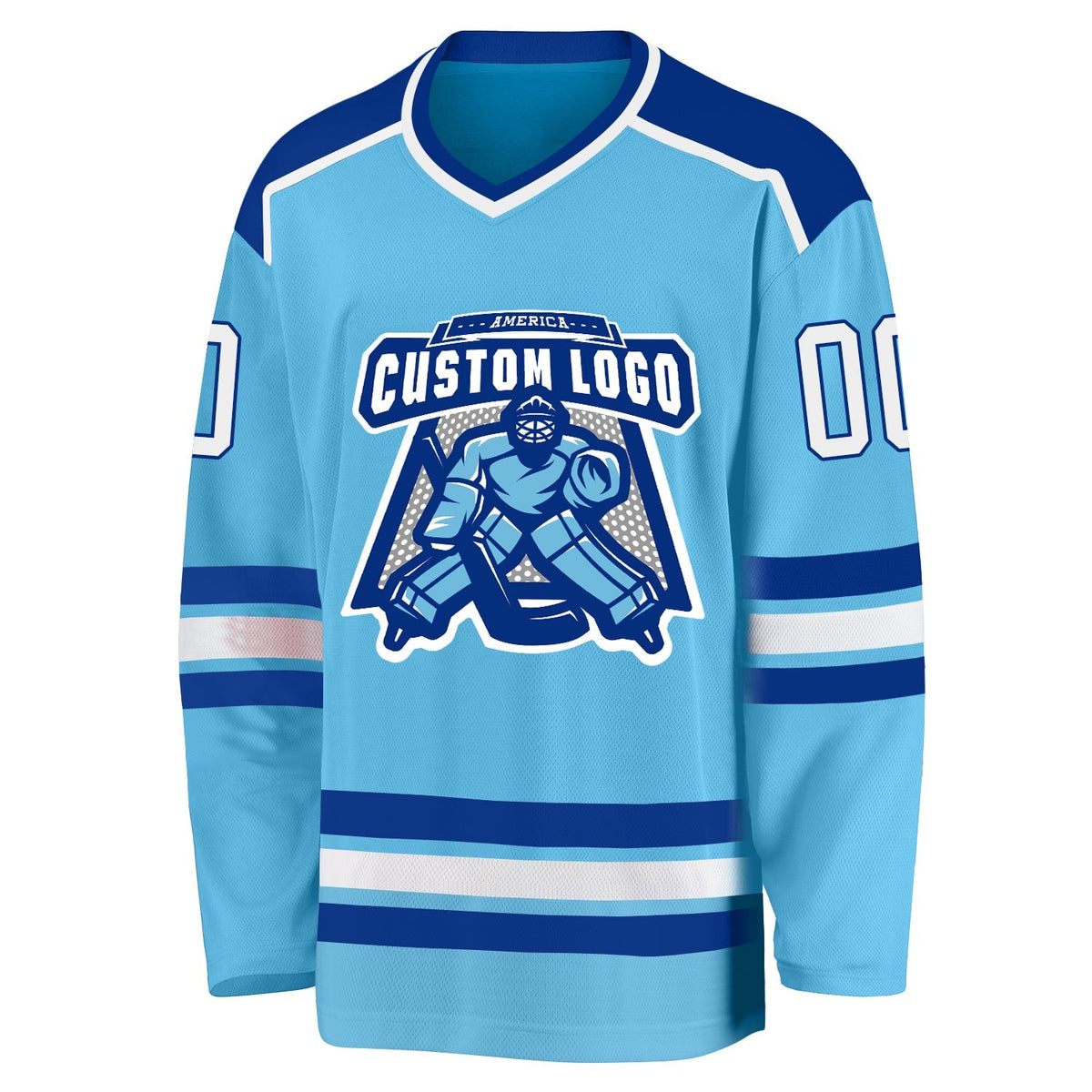 Custom Hockey Jersey - Sky Blue White-Royal