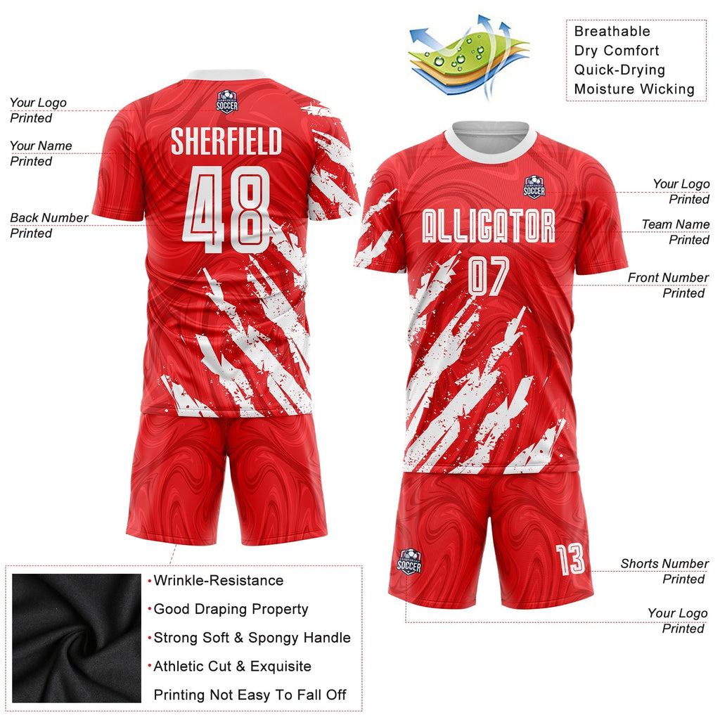 Custom Soccer Jersey - Red White Sublimation Uniform