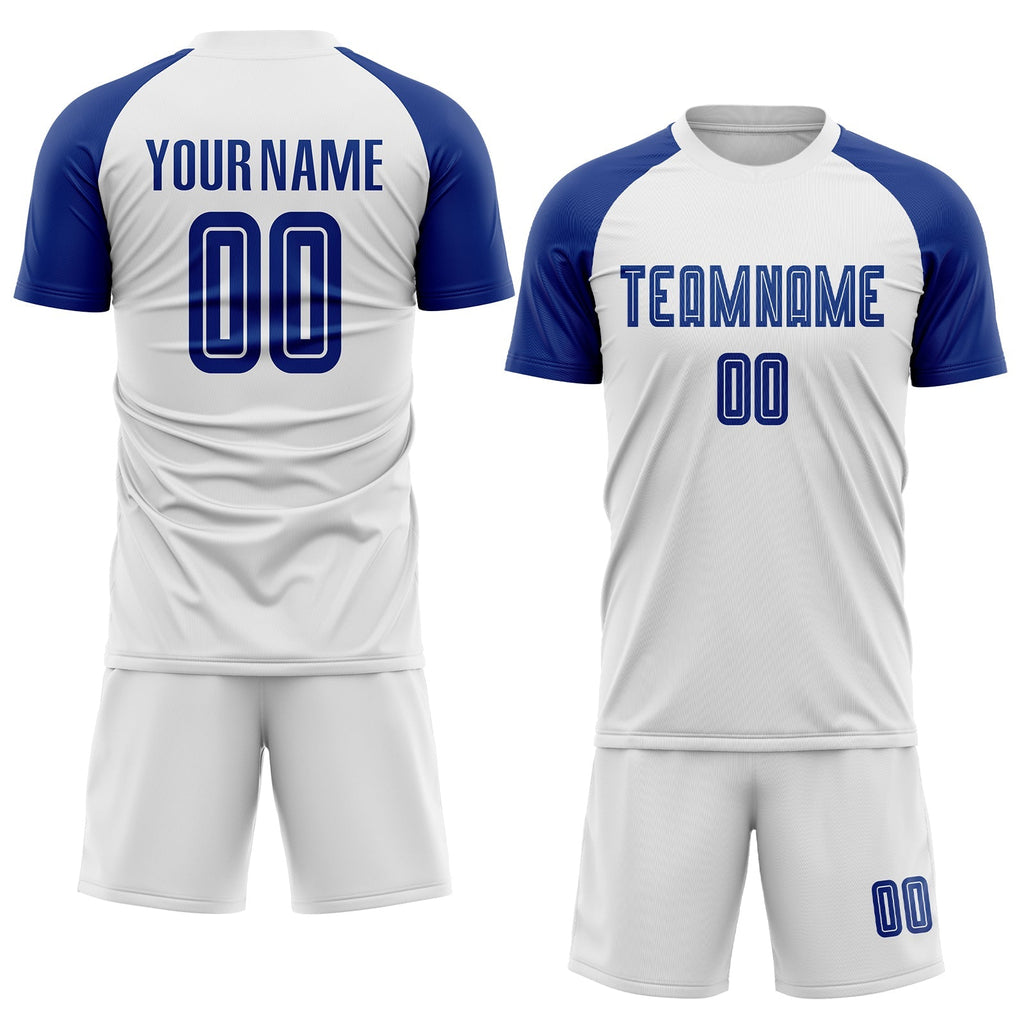Custom Soccer Jersey - White Royal Sublimation Uniform