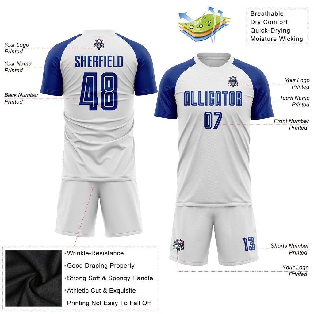 Custom Soccer Jersey - White Royal Sublimation Uniform