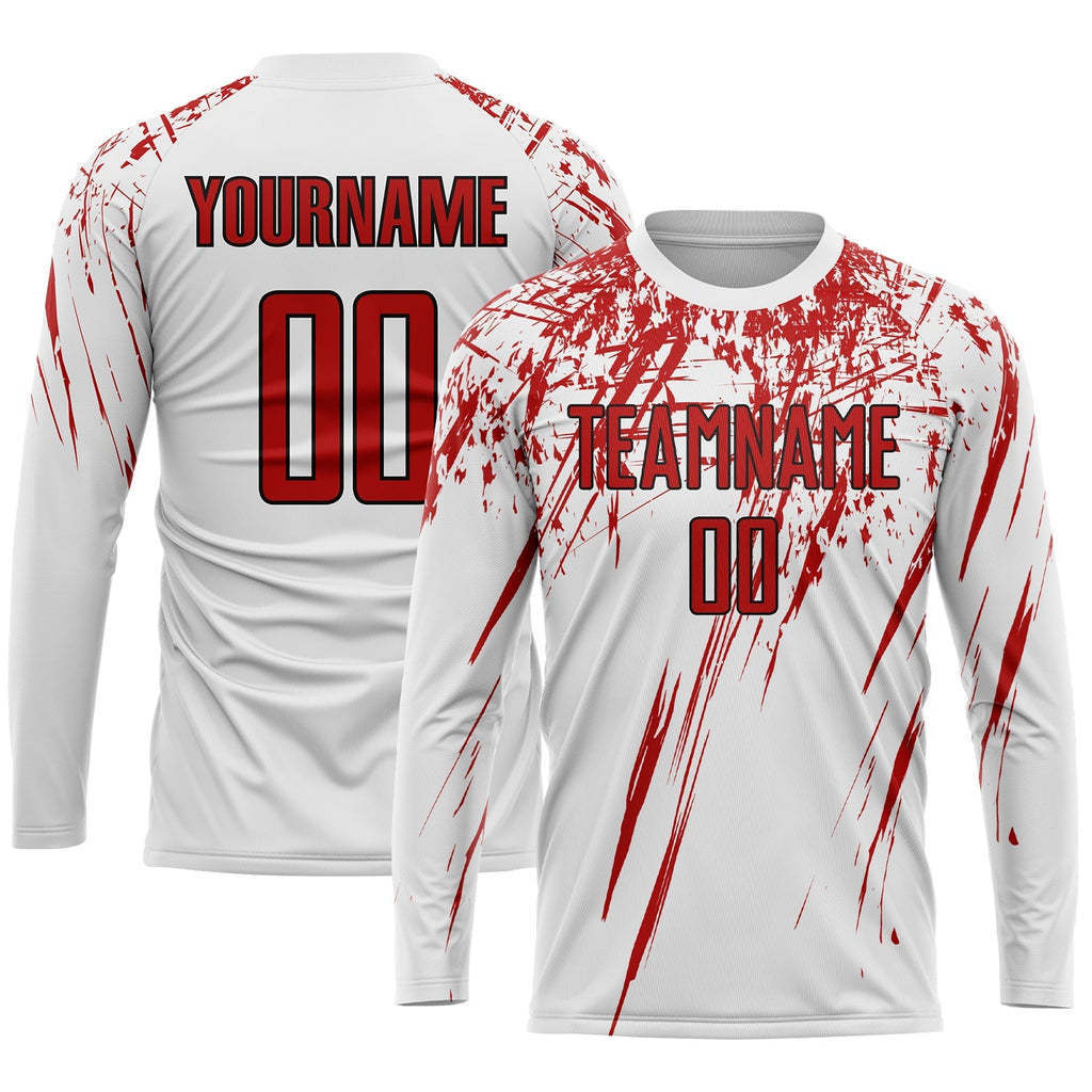 Custom Soccer Jersey - White Red-Black Sublimation Uniform