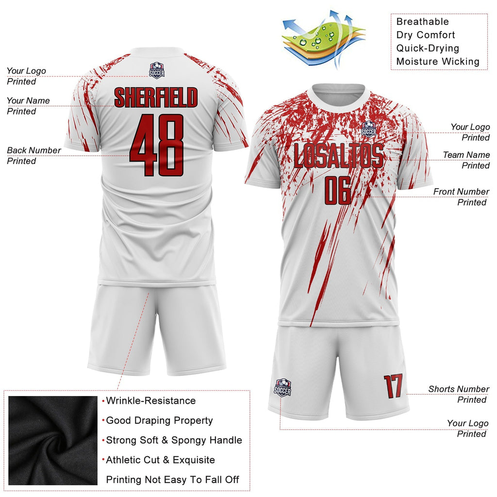 Custom Soccer Jersey - White Red-Black Sublimation Uniform