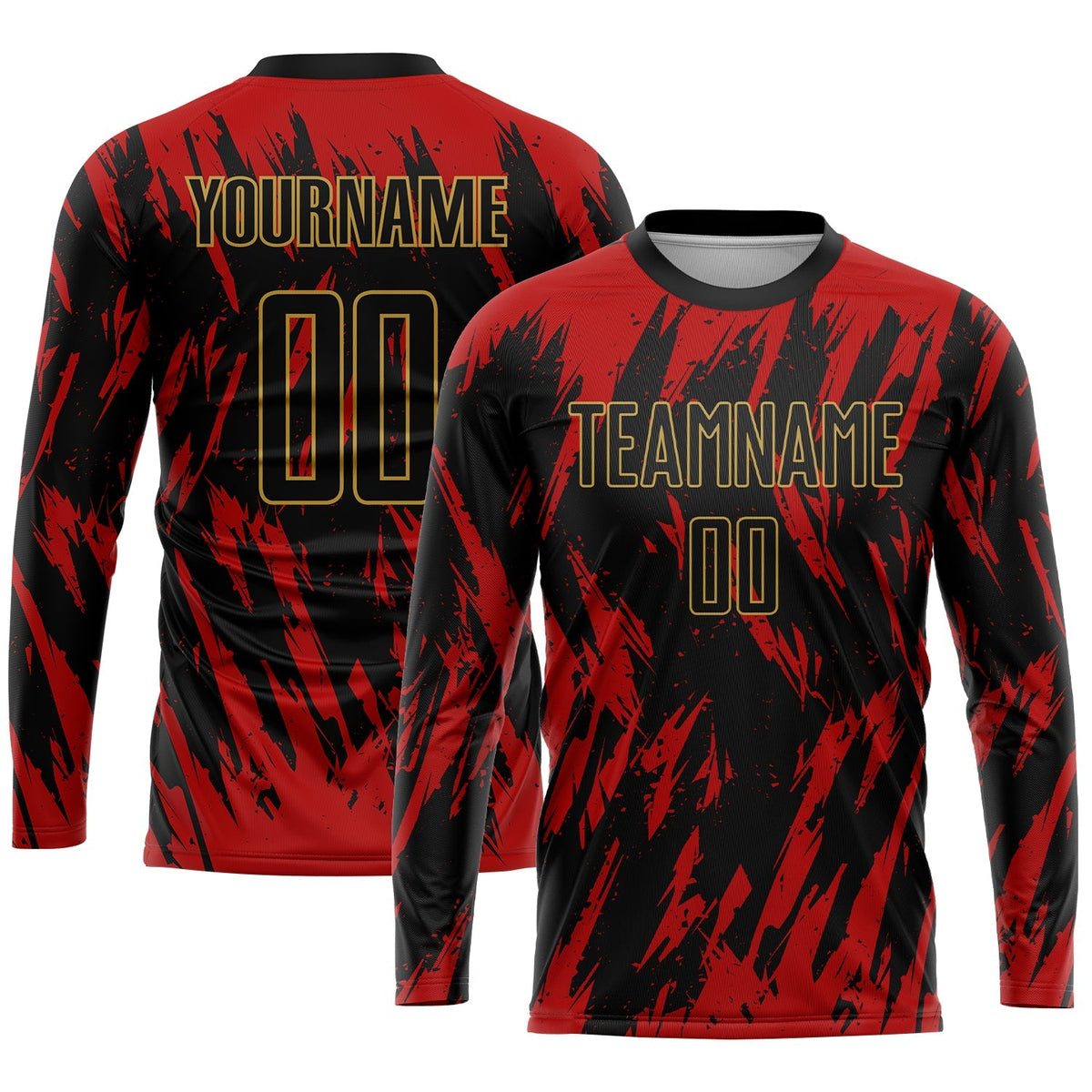 Custom Soccer Jersey - Red Black-Old Gold Sublimation Uniform