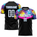 Custom Soccer Jersey - Black White-Light Blue Sublimation Uniform