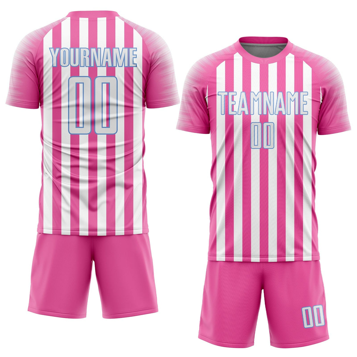 Custom Soccer Jersey - Pink White-Light Blue Sublimation Uniform