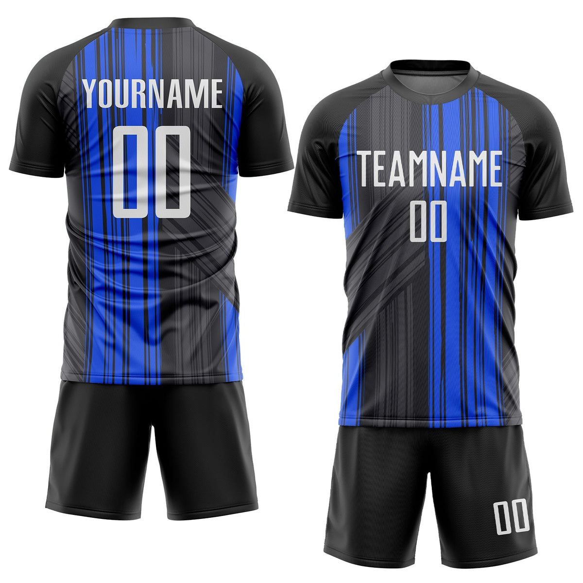 Custom Soccer Jersey - Black White-Royal Sublimation Uniform