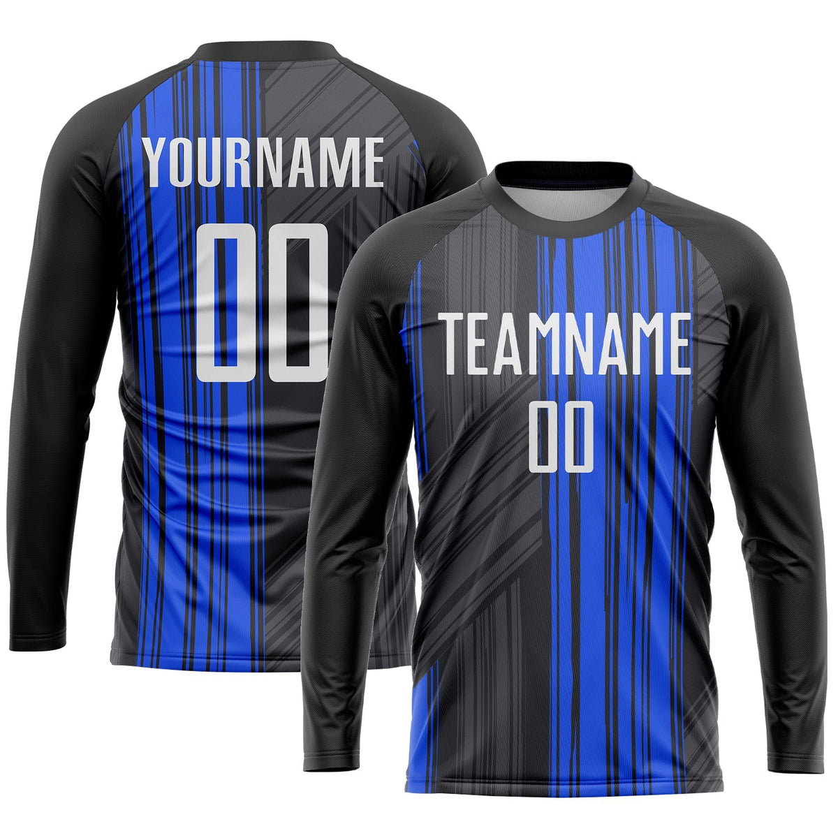 Custom Soccer Jersey - Black White-Royal Sublimation Uniform