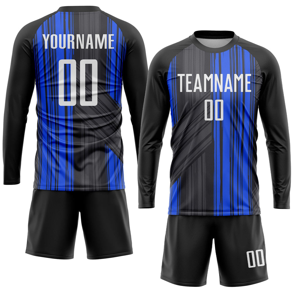 Custom Soccer Jersey - Black White-Royal Sublimation Uniform