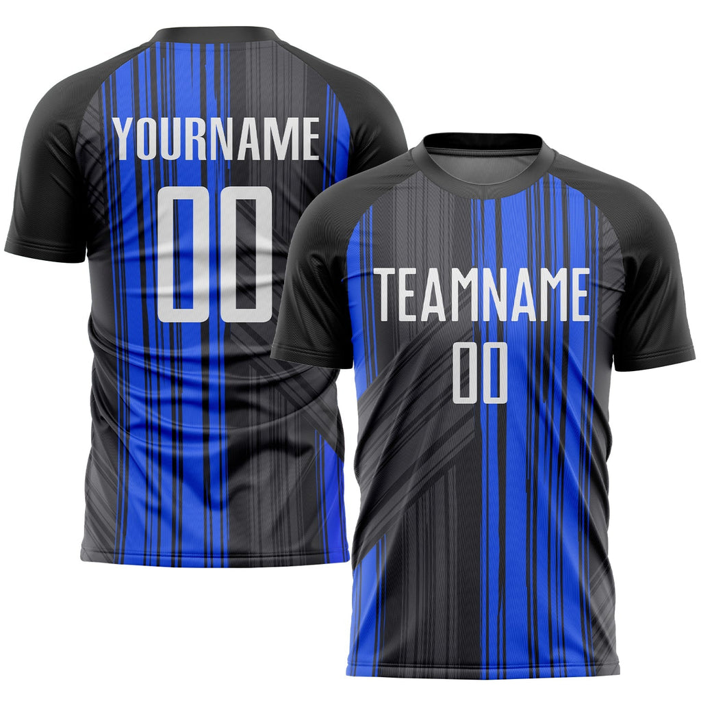 Custom Soccer Jersey - Black White-Royal Sublimation Uniform
