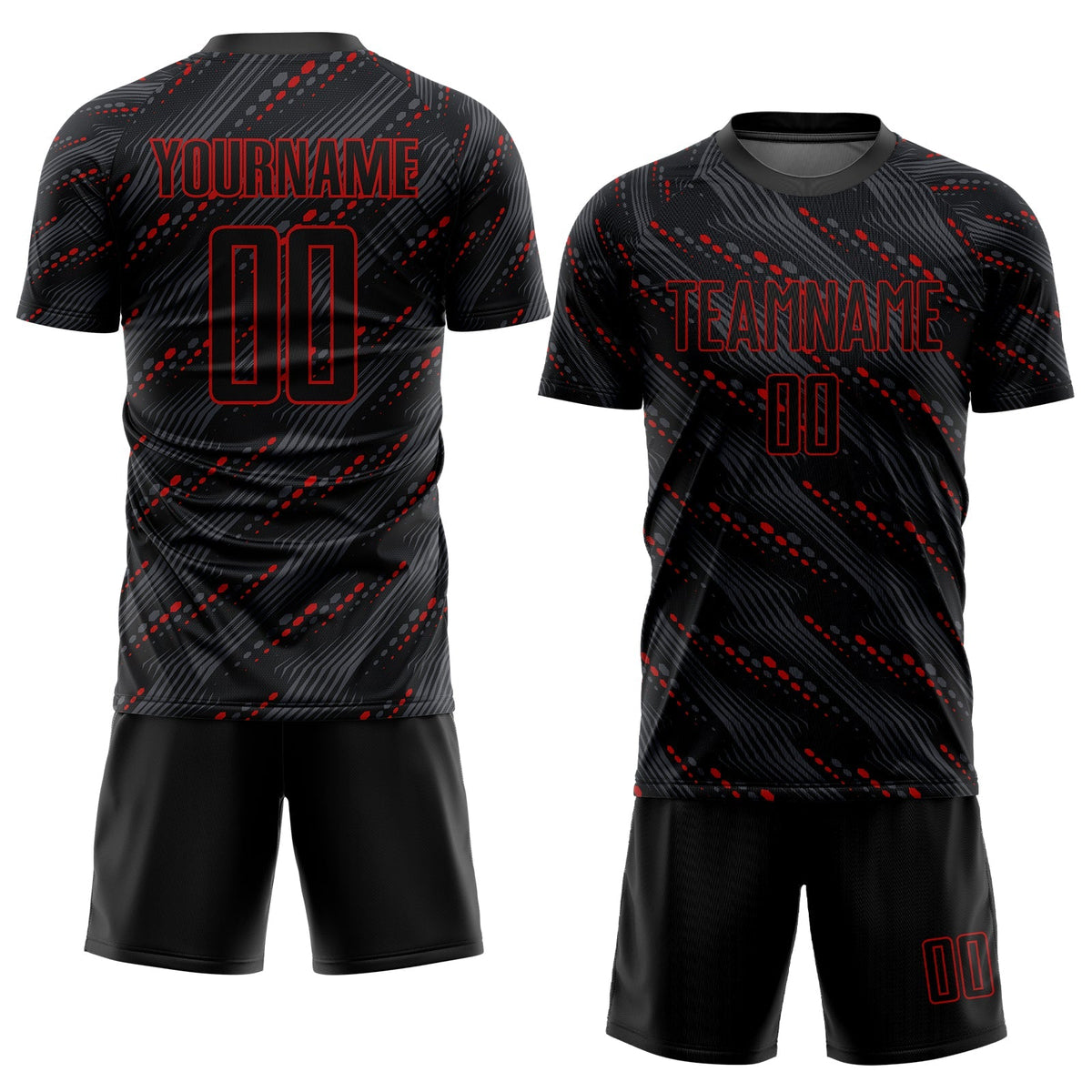 Custom Soccer Jersey - Black Red Sublimation Uniform