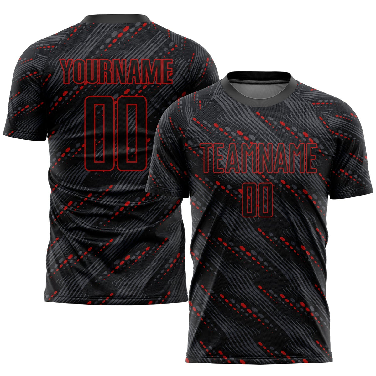 Custom Soccer Jersey - Black Red Sublimation Uniform