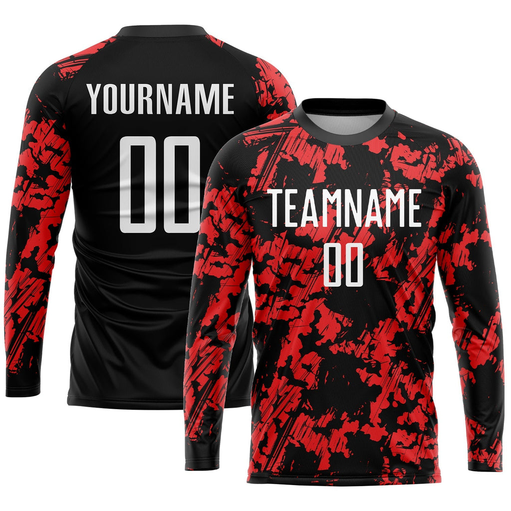 Custom Soccer Jersey - Red White-Black Sublimation Uniform