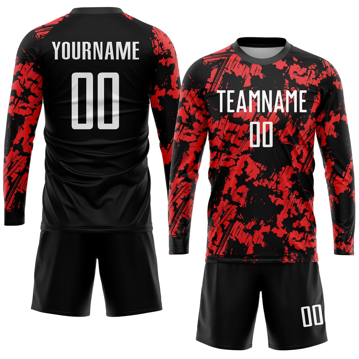 Custom Soccer Jersey - Red White-Black Sublimation Uniform
