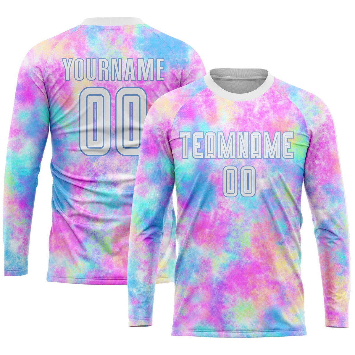 Custom Soccer Jersey - Tie Dye White-Light Blue Sublimation Uniform