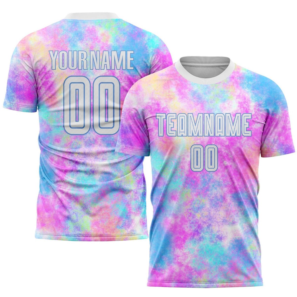 Custom Soccer Jersey - Tie Dye White-Light Blue Sublimation Uniform