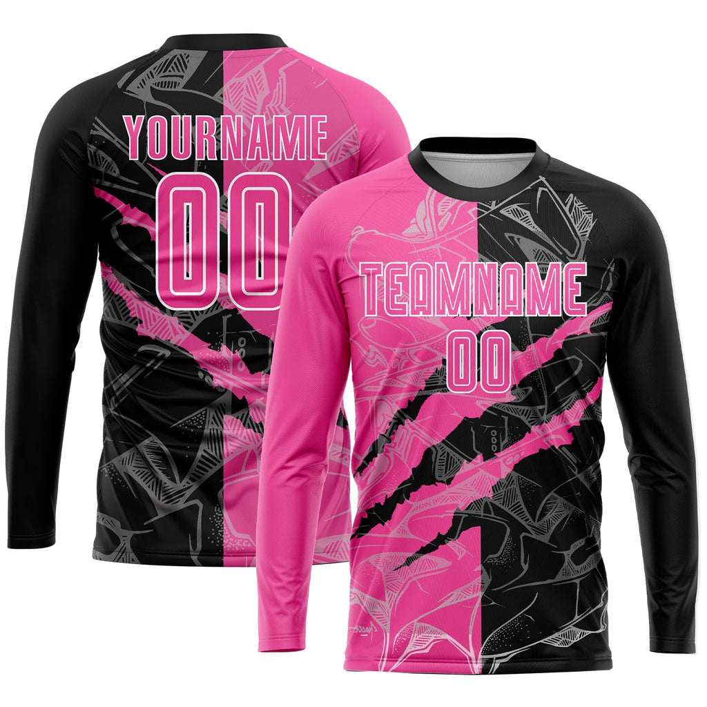 Custom Soccer Jersey - Graffiti Pattern Pink Black-White Scratch Sublimation Uniform