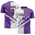 Custom Soccer Jersey - Graffiti Pattern Purple White-Old Gold Scratch Sublimation Uniform