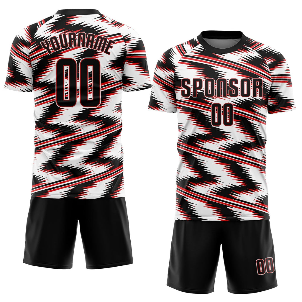 Custom Soccer Jersey - White Black-Red Sublimation Uniform