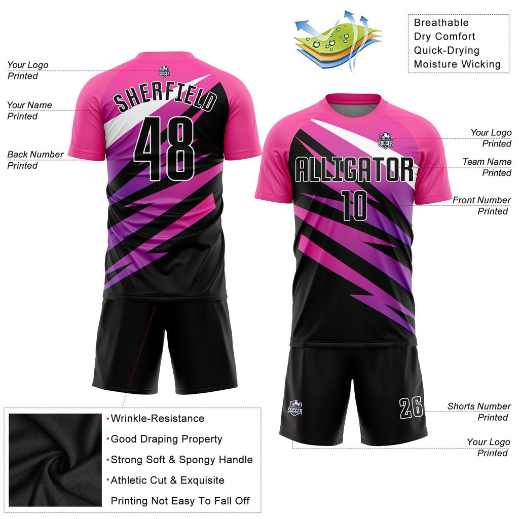 Custom Soccer Jersey - Pink Black-White Sublimation Uniform