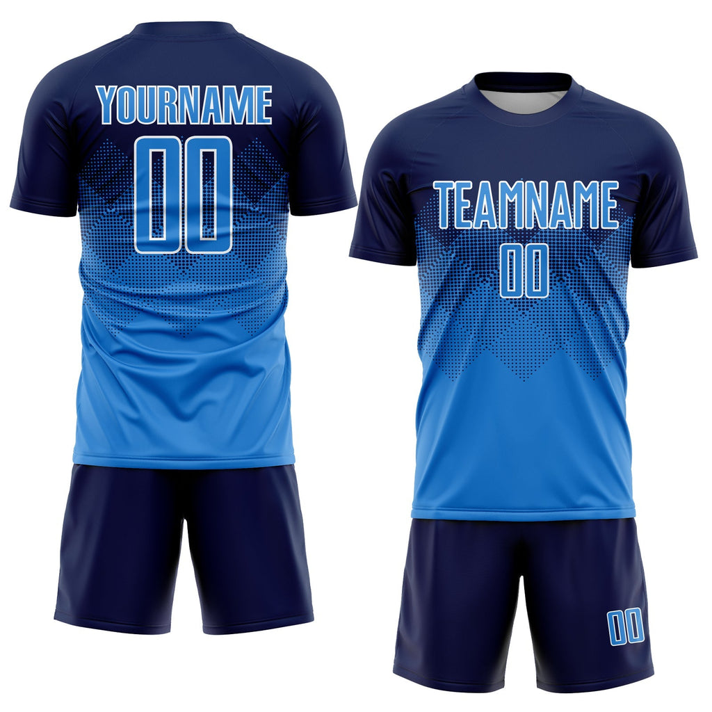 Custom Soccer Jersey - Navy Powder Blue-White Sublimation Uniform