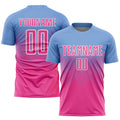 Custom Soccer Jersey - Light Blue Pink-White Sublimation Uniform