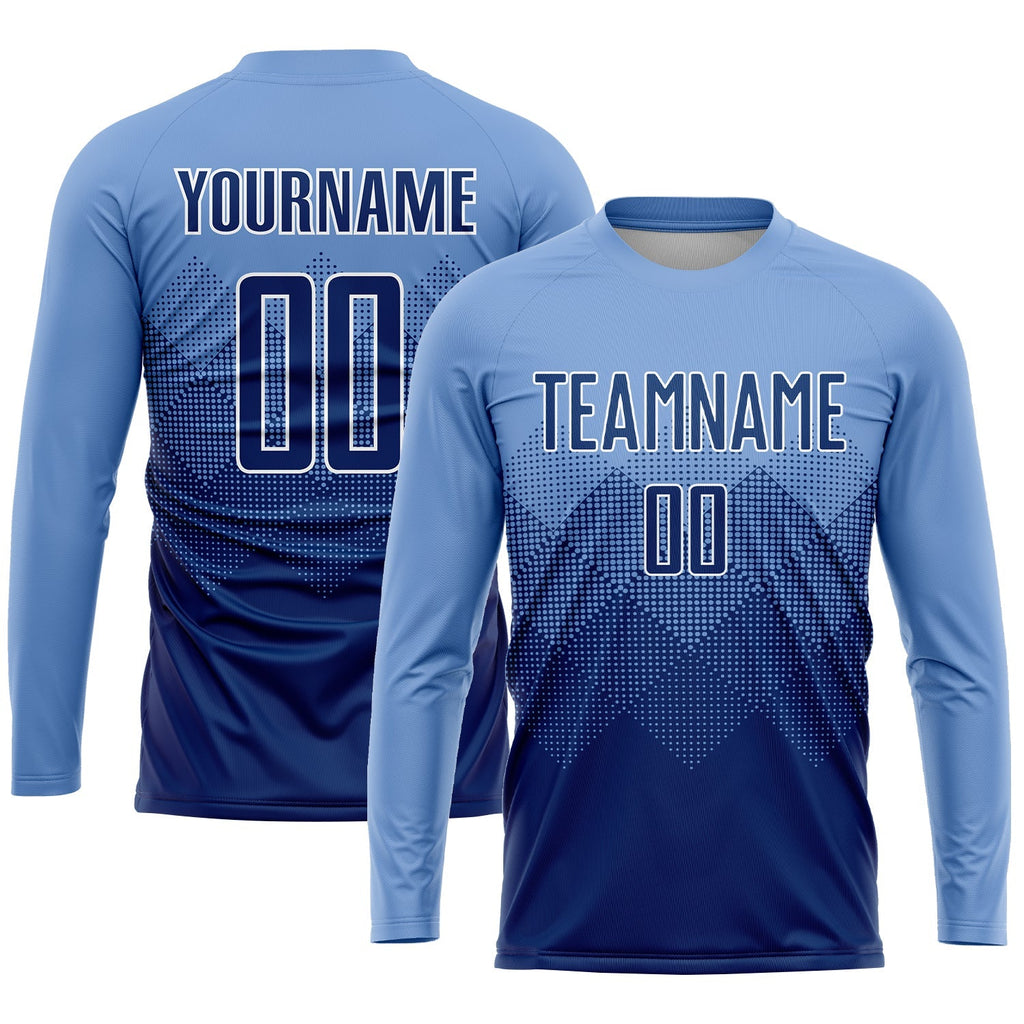 Custom Soccer Jersey - Light Blue Navy-White Sublimation Uniform