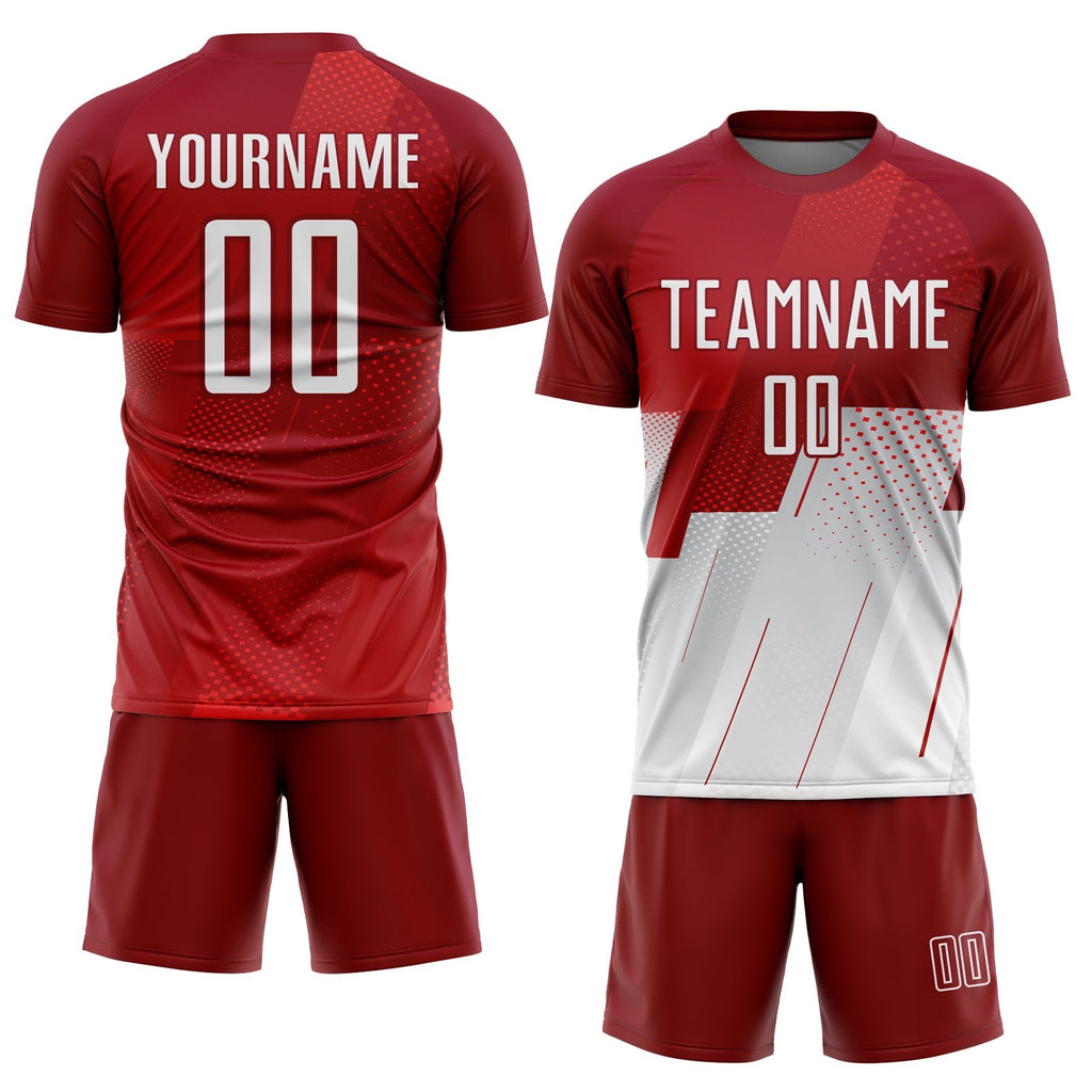 Custom Soccer Jersey - Red White Sublimation Uniform