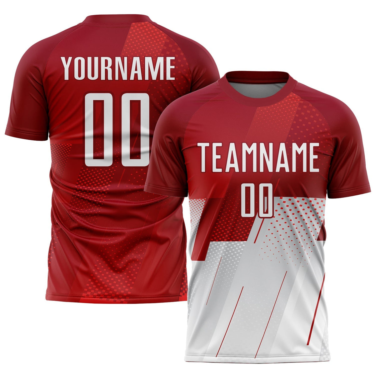Custom Soccer Jersey - Red White Sublimation Uniform