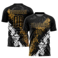 Custom Soccer Jersey - Black Old Gold-White Sublimation Uniform