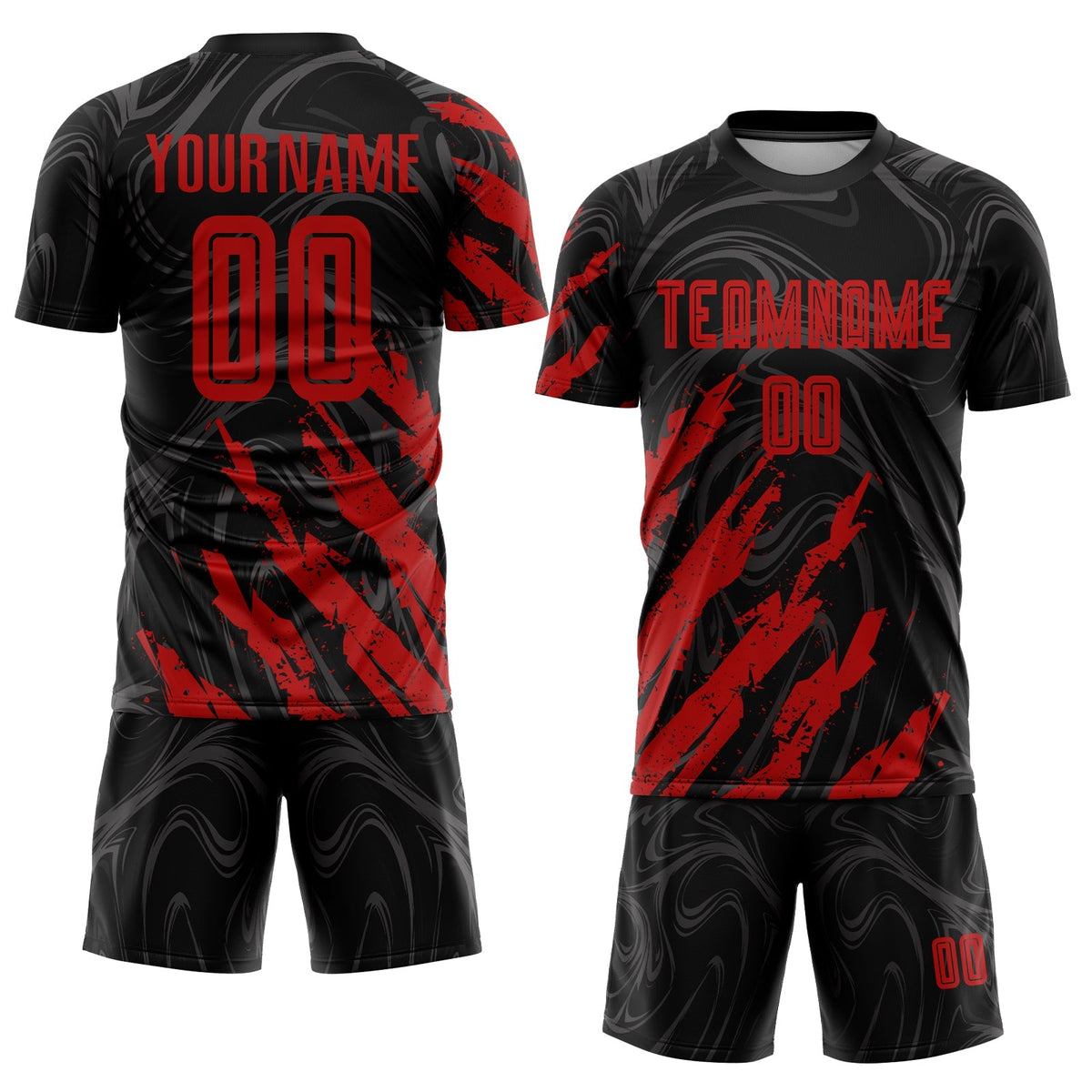 Custom Soccer Jersey - Black Red Sublimation Uniform