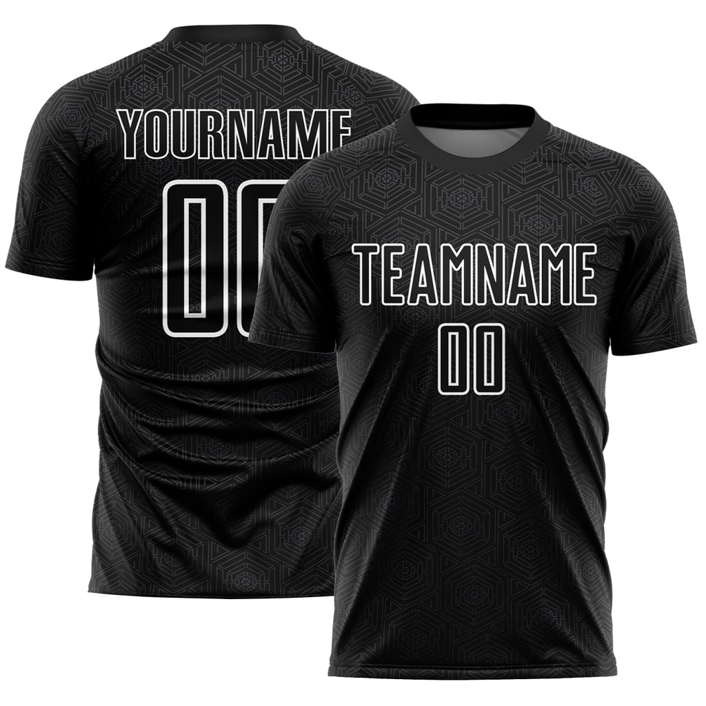 Custom Soccer Jersey - Black White Geometric Shapes Sublimation Uniform