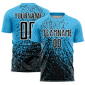 Custom Soccer Jersey - Sky Blue Black-White Abstract Fragment Art Sublimation Uniform