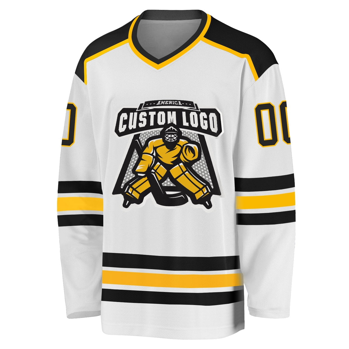 Custom Hockey Jersey - White Black-Gold