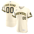 Milwaukee Brewers Cream Home Authentic Custom Jersey