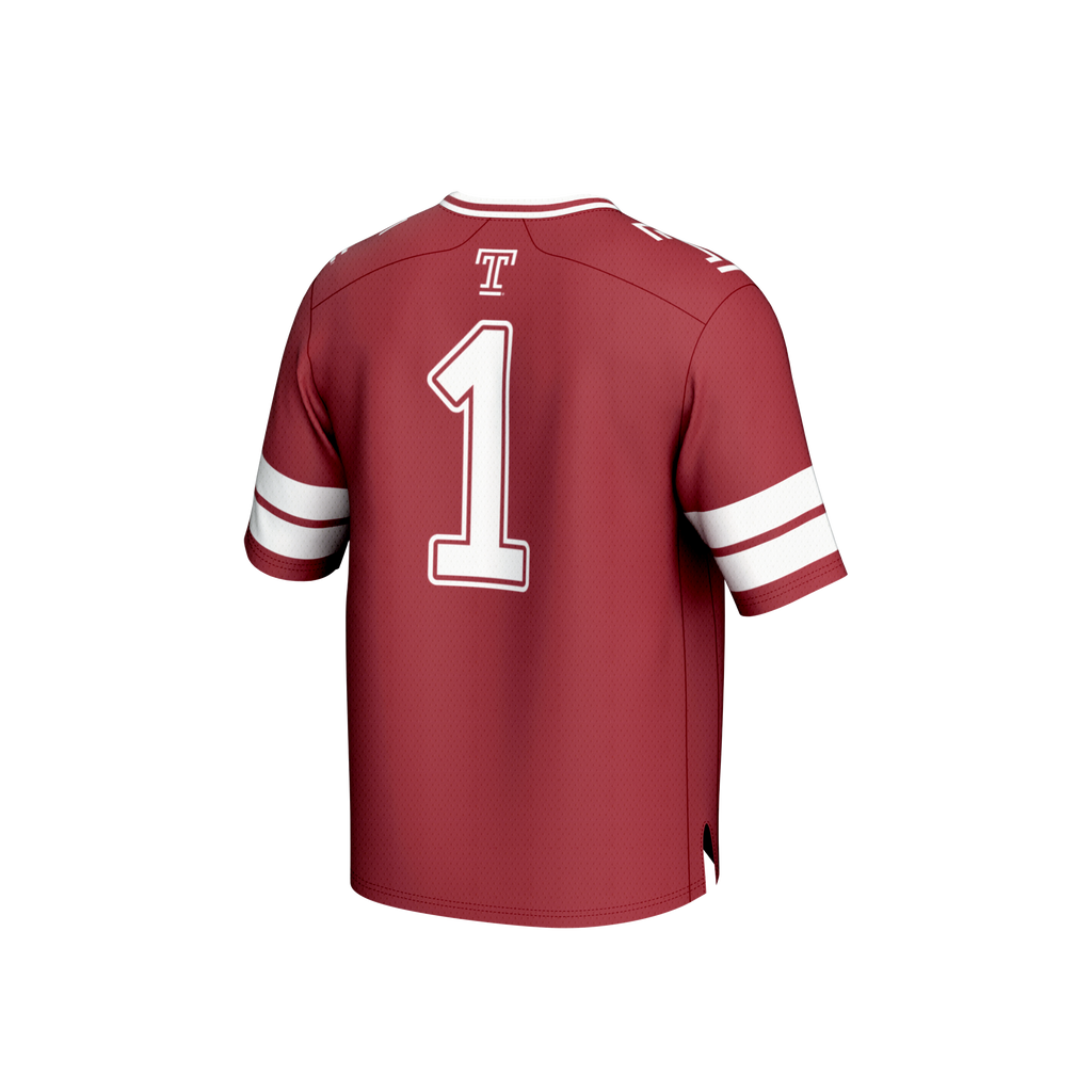 #1 Temple Owls Collegiate Football Fashion Jersey - Cherry
