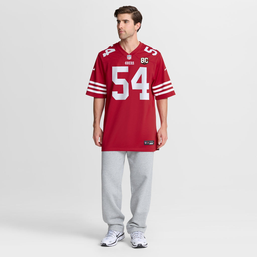 San Francisco 49ers Fred Warner Scarlet 80th Anniversary Game Jersey