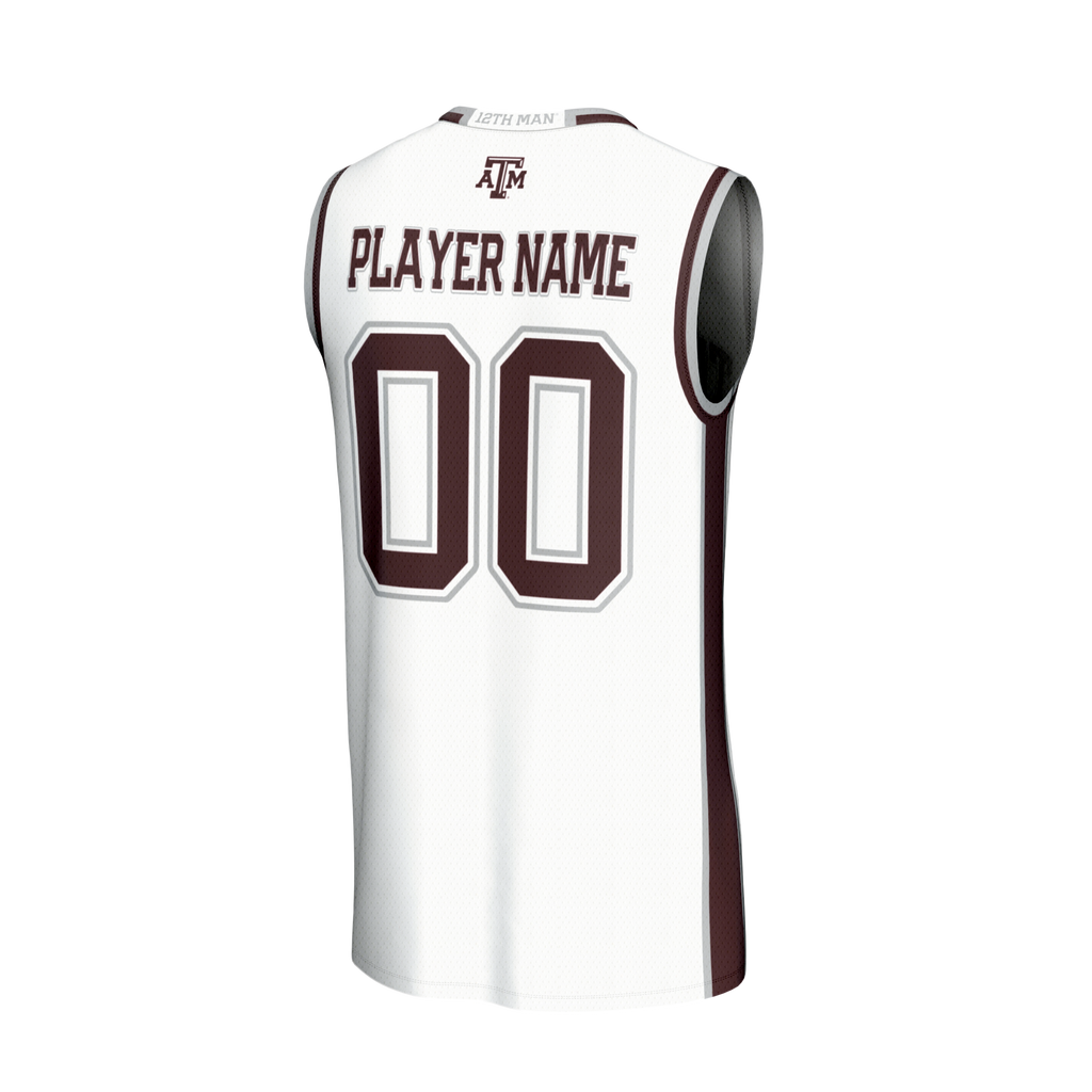 Texas A&M Aggies Lightweight Collegiate Basketball NIL Pick-A-Player Fashion Jersey - White