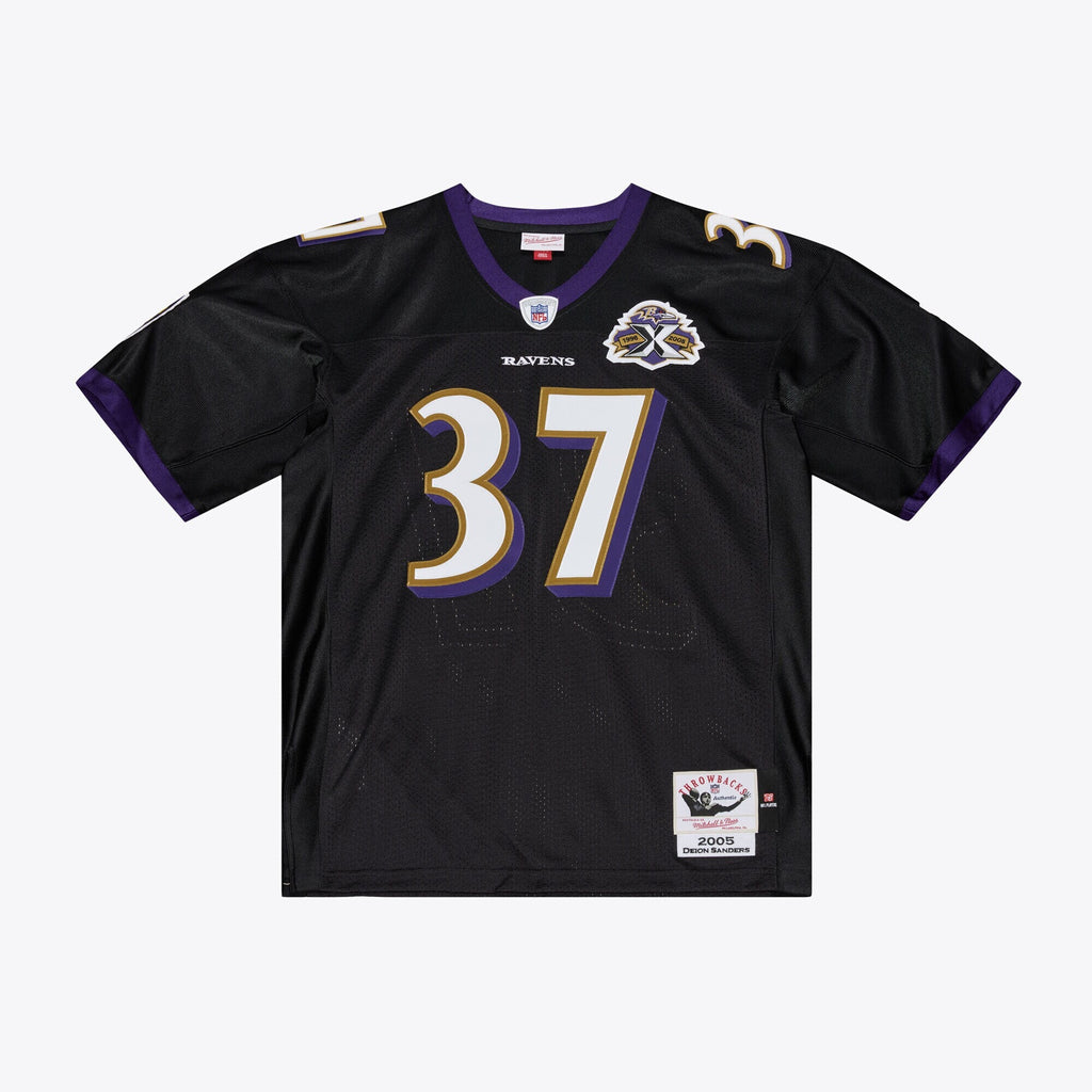 Baltimore Ravens Deion Sanders Black 2005 Authentic Throwback Jersey