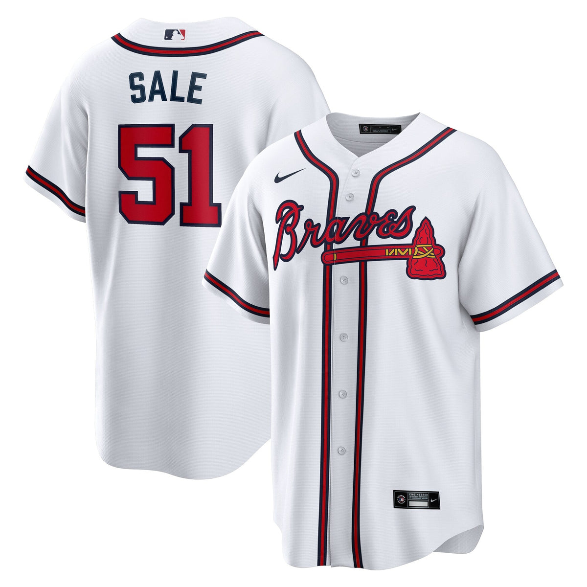 Atlanta Braves Chris Sale White Home Replica Jersey