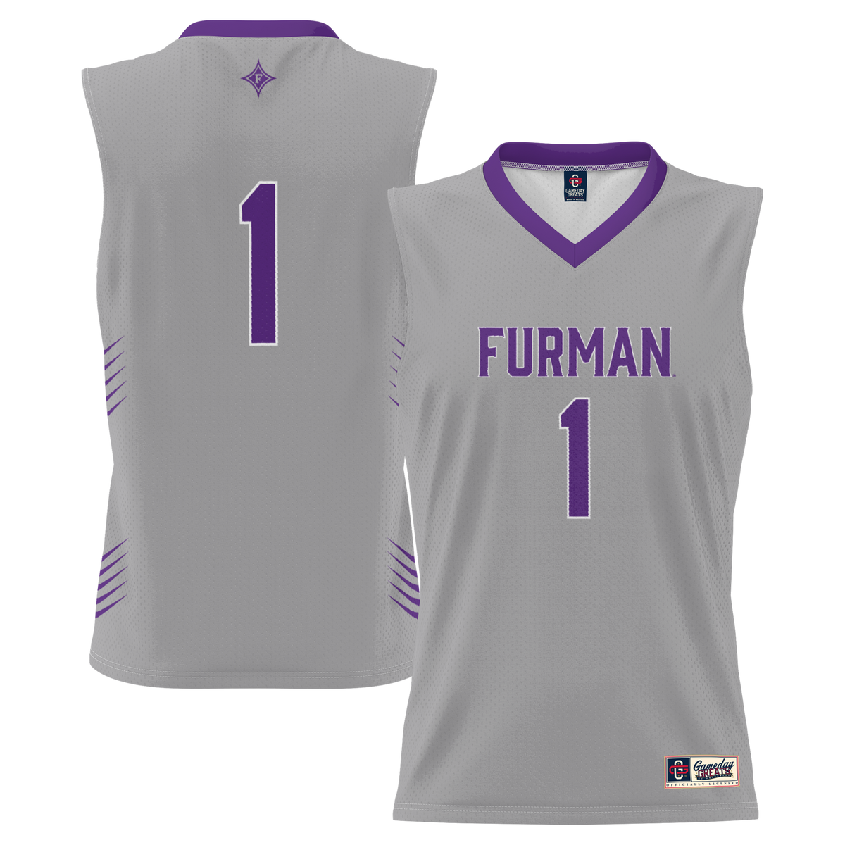 #1 Furman Paladins Lightweight Basketball Jersey - Gray