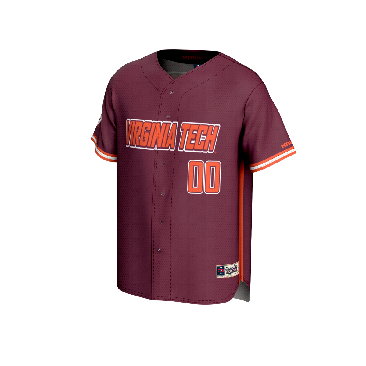 #00 Virginia Tech Hokies Adult Lightweight Collegiate Baseball Fashion Jersey - Maroon