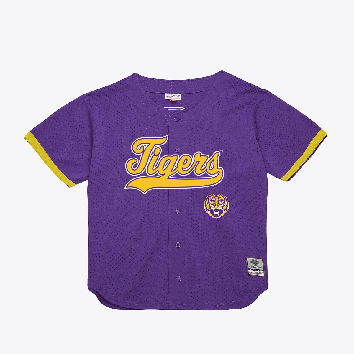 LSU Tigers Mesh Button-Up Batting Practice Baseball Jersey - Purple
